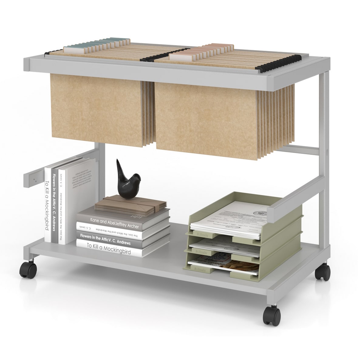 bümö Aktenwagen mit Rollen als fahrbare Ablage von Hängemappen & Ordner in grau