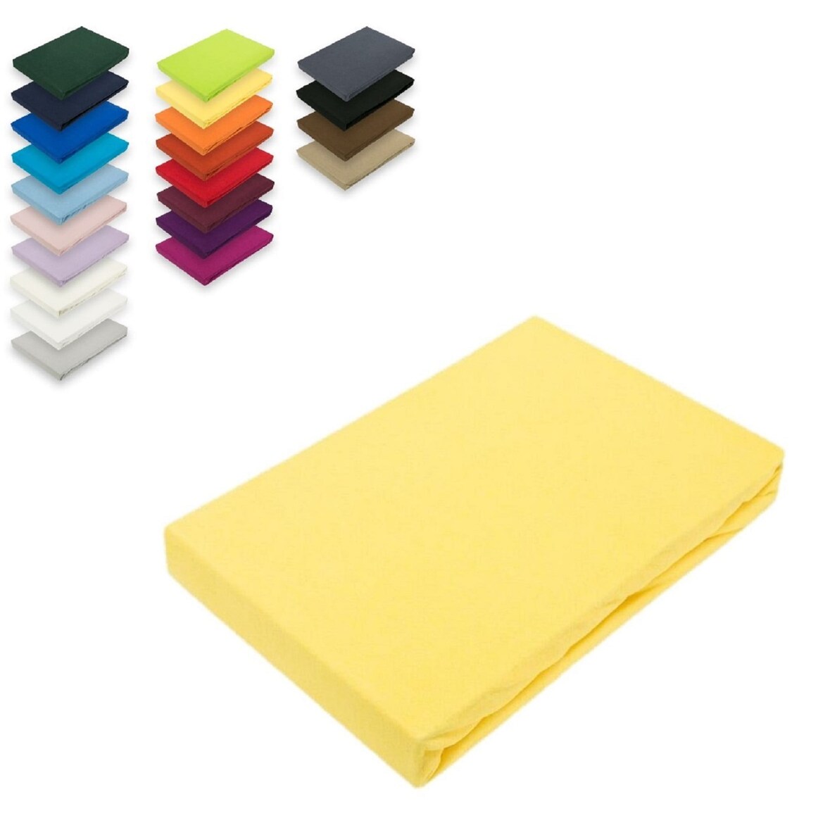 EXKLUSIV HEIMTEXTIL Jersey Spannbettlaken 140 x 200 cm Gelb 100% Baumwolle Öko - Tex Zertifiziert Bed-Sheet Bettlaken Spannbetttuch