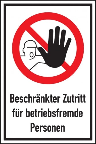 Schild I Verbots-Kombischild Beschr. Zutritt...fremde Personen..., Aluminium, 400x600mm