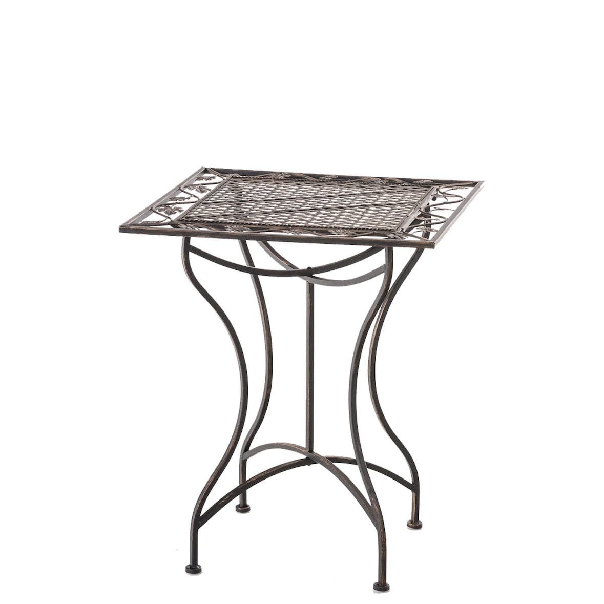 Décoshop26 - Mesa de jardín de hierro forjado de bronce de diseño rústico para patio o balcón 10_0003038