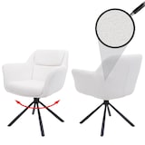 thumbnail of Set van 2 eetkamerstoelen HWC-K33, keukenstoel Stoel, draaibare autostand, stof MVG ~ bouclé-wit