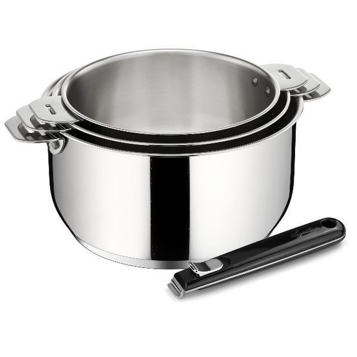 LAGOSTINA série de 3 casseroles inox 16/18/20cm + poignée 012132600004