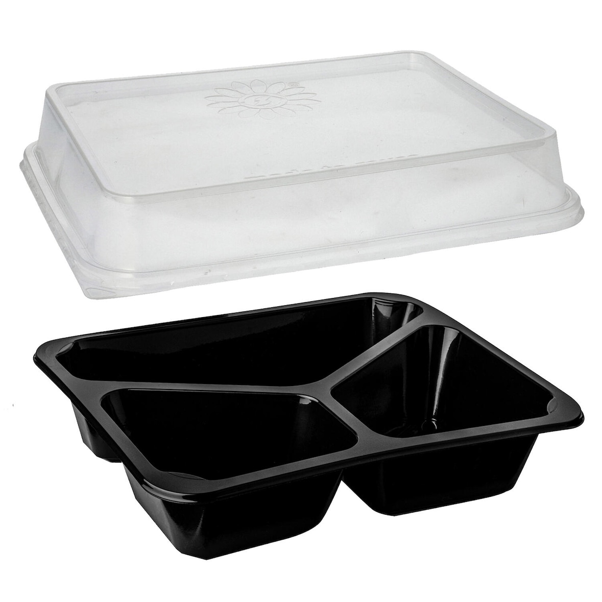 20x Mehrweg Menüschalen 3-geteilt 22,7 x 17,8cm H 7,2 cm inkl. Deckel