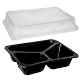 thumbnail of 20x Mehrweg Menüschalen 3-geteilt 22,7 x 17,8cm H 7,2 cm inkl. Deckel