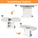 thumbnail of Ausziehbarer Esstisch oval 130x70x75  mit Stauraum, Spanplatte, Weiß+Gold, platzsparend, multifunktional als Ess und Arbeitstisch