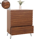 thumbnail of Cómoda HWC-M49, aparador de armário alto, design 3D 3 gavetas MDF metal 94x80x45cm ~ aspeto nogueira