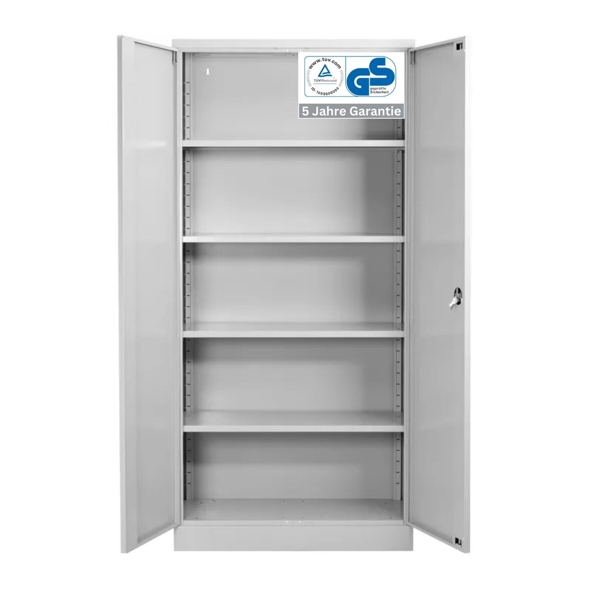 PROREGAL Stahlschrank BEE mit 5 verzinkten Fachböden | HxBxT 195x92x50cm | Grau-Grau | Werkstattschrank Werkzeugschrank Aktenschrank Universalschrank
