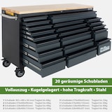 thumbnail of Werkstattwagen Deluxe XXL 160x91cm 20 Schubladen gefüllt 254tlg CRV Anthrazit Werkzeugwagen Hartholz