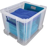 thumbnail of Bankers Box opbergdoos 36 liter, transparant met blauwe handvaten, set van 3 stuks verpakt in karton