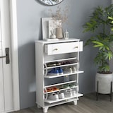 thumbnail of HOMCOM mueble zapatero blanco zapatero estrecho con 2 puertas abatibles y 1 cajón para 8 pares de zapatos para entrada pasillo 60x23,5x98,5 cm