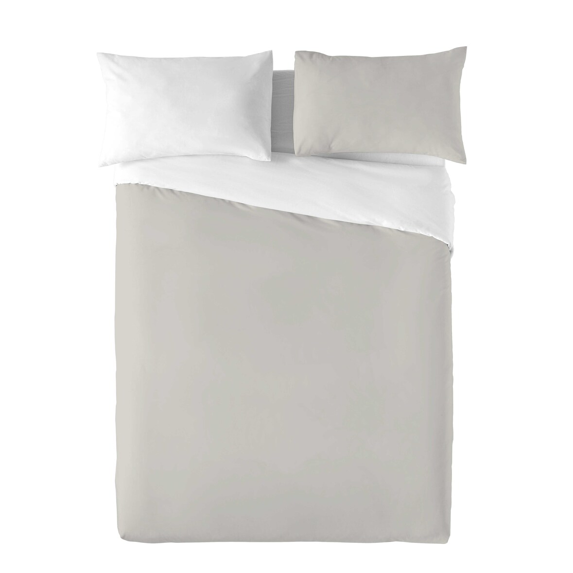 Zweifarbiger Wendebettbezug Wendebett 90 extra weiche Baumwolle hergestellt in Spanien Gris Pal/White Naturals
