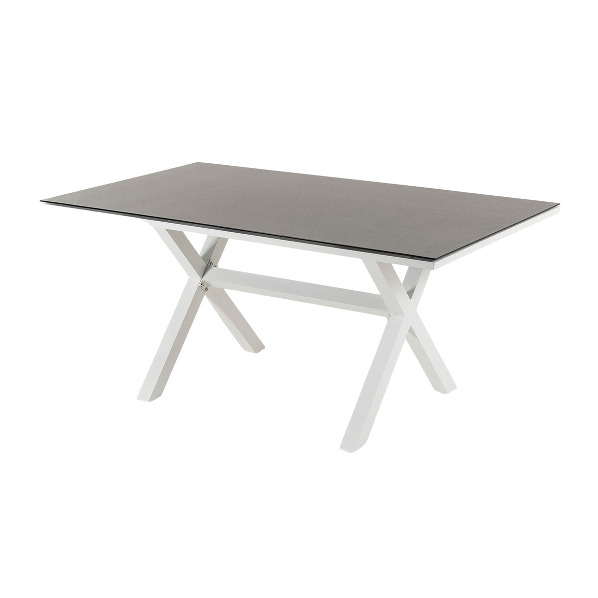 Mesa auxiliar de jardín, Tamaño: 80x140x65 cm, Aluminio reforzado color blanco, Todo el tablero es de cristal templado estilo cerámica