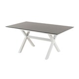 thumbnail of Mesa auxiliar de jardín, Tamaño: 80x140x65 cm, Aluminio reforzado color blanco, Todo el tablero es de cristal templado estilo cerámica