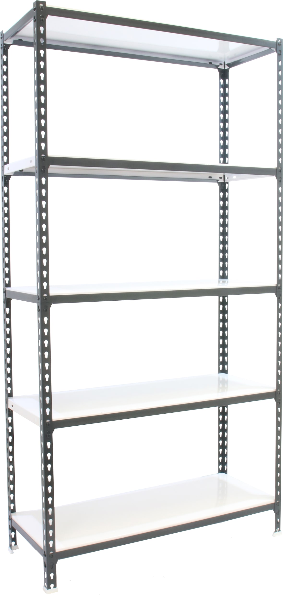 PROREGAL Schwerlastregal BIG METAL SHARK | HxBxT 200x100x50cm | Fachlast 180kg | Anthrazit-Weiß | Metallregal Standregal Werkstattregal