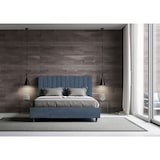 thumbnail of Cama de matrimonio con contenedor tapizado 160x190 en microfibra Agueda azul