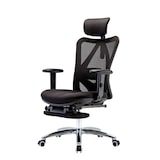 thumbnail of Sedia da ufficio HWC-J86, sedia da scrivania, ergonomica, supporto lombare regolabile, portata 150 kg ~ con poggiapiedi, nero