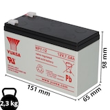 thumbnail of Yuasa Blei-Akku NP7-12 Pb 12V 7Ah VdS, Faston 4,8mm