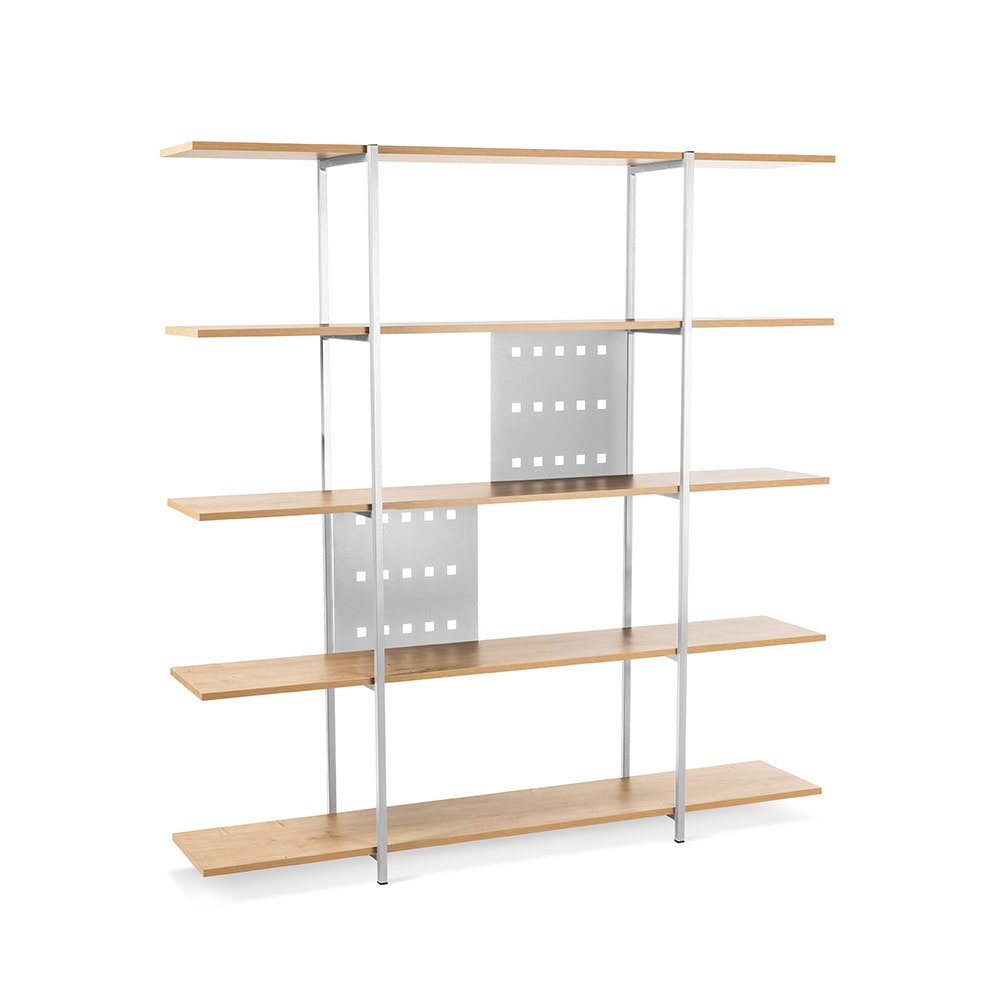 Estantería abierta de diseño con 5 niveles color blanco y estructura roble