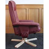 thumbnail of Relaxfauteuil M56, TV-fauteuil met poef voetenbank, kunstleer eucalyptushout ~ bordeaux