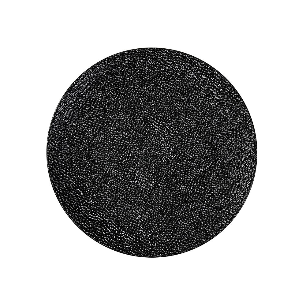 Dekoteller Kunststoff gehämmerte Optik 33cm Schwarz