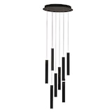 thumbnail of Fabas Luce Prado runde Pendelleuchte mit 8 Lichtern - 52 W dimmbare LED - Mattschwarze runde Deckenrosette