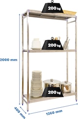 thumbnail of SimonRack Estantería de Acero Inoxidable, 2000x1260x400 mm, 3 Alturas, Apto para cámaras frigoríficas - Simoninox - Simoninox