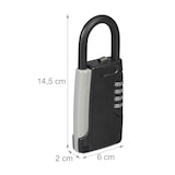 thumbnail of Relaxdays Schlüsseltresor mit Bügel, 4-stelliger Zahlencode, außen, Schlüsselsafe klein, HxBxT: 14,5 x 6 x 2 cm, schwarz