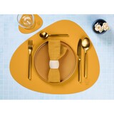 thumbnail of Sous-verre curve réversible - 6 pièces - Cuir recyclé jaune moutarde et vert sapin