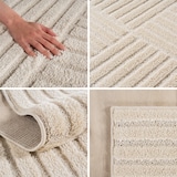 thumbnail of Carpetsale24 Wohnzimmer Teppich 160x230 cm Creme Hochflor Skandi Boho Karo Design Hoch-Tief Effekt Weicher Flauschig Pflegeleicht für couchtisch
