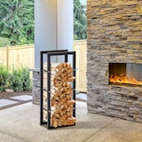 thumbnail of HOMCOM soporte para leña estante de leña leñero de exterior de metal para interior y exterior carga 100 kg 40x25x100 cm negro