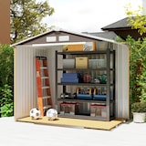 thumbnail of Outsunny caseta de jardín 213x130x185 cm cobertizo metálico de exterior para almacenamiento de herramientas con 2 puertas correderas y 4 ventanas gris