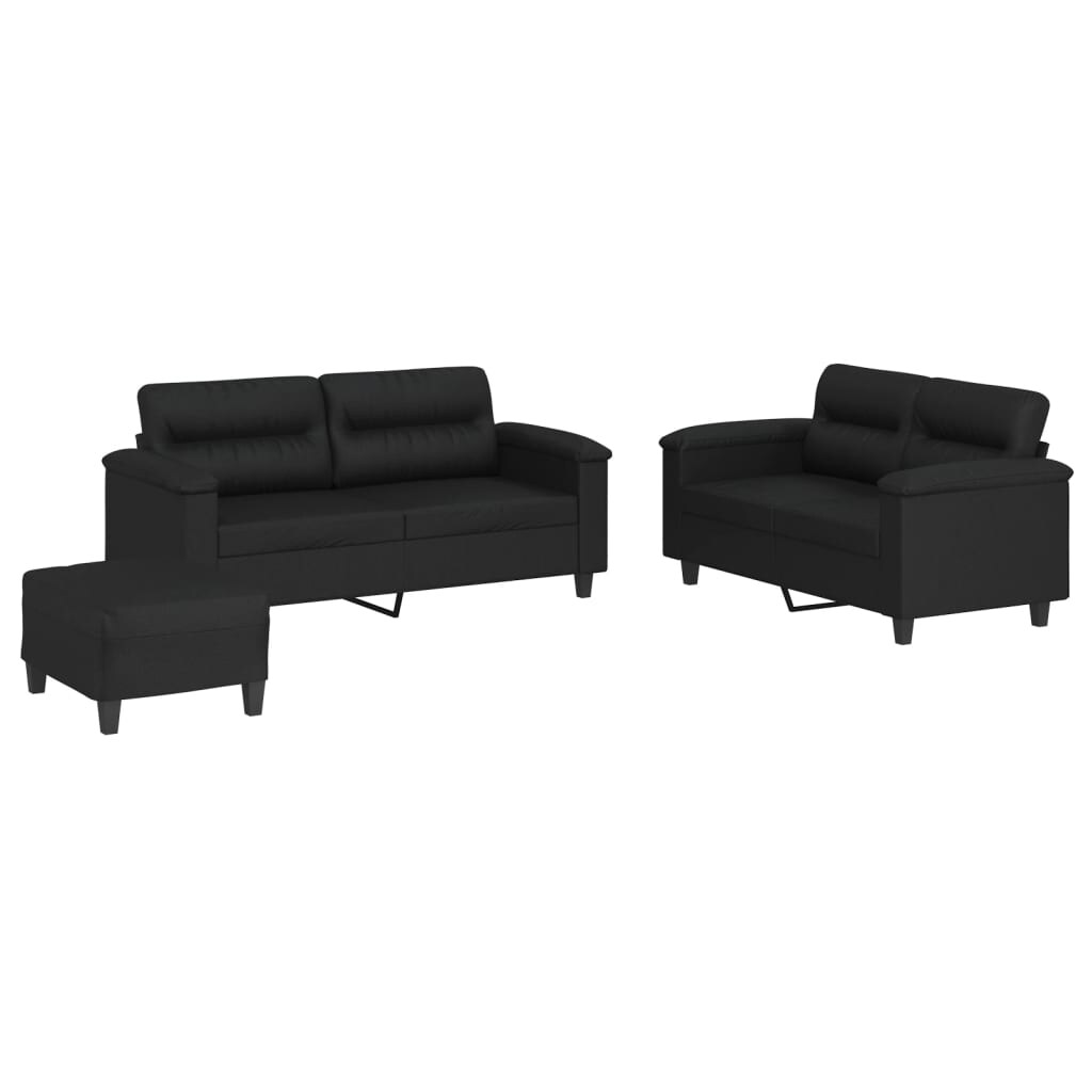 Ensemble de canapés 3 pcs avec coussins Noir Similicuir Modèle Termontis