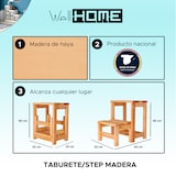 thumbnail of WellHome - Sgabello con scaletta a 2 gradini in finitura legno-olio 32x23x40 cm