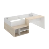 thumbnail of Dmora Kinderbett Cervino, Einzelbett für Schlafzimmer, Set mit Schreibtisch und Regalen, 134 x 195 x 73 cm, Weiß und Eiche
