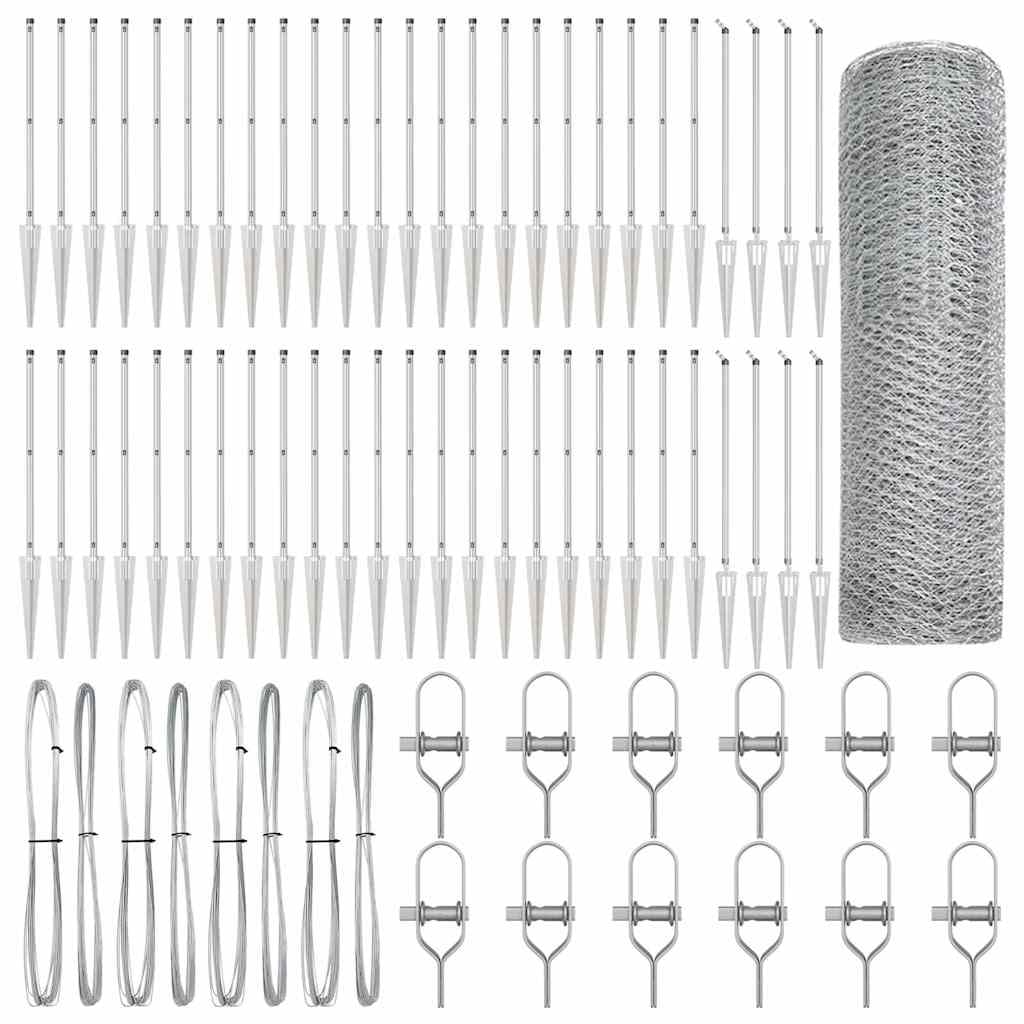 vidaXL Zaunpfosten Silber 100 x 0,8 m (13 mm Maschenweite) Stahl