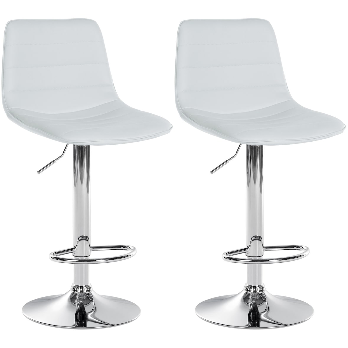 2er Set Barhocker Lex Kunstleder weiß/Metall in Chromoptik