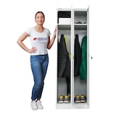 thumbnail of PROREGAL Spind Schrank ELEPHANT Metall 2 Abteile 180x60x50cm Kleiderstange & Kleiderhaken Lichtgrau Spindschrank Kleiderschrank Metallschrank