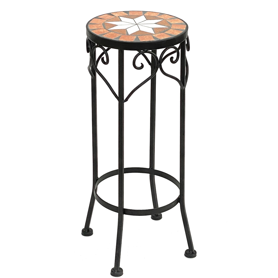 DanDiBo Blumenhocker Mosaik Rund 46 cm Blumenständer 12011 Beistelltisch Pflanzenständer Mosaiktisch