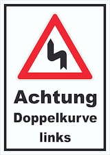 thumbnail of Schild Achtung Doppelkurve links A0 (841x1189mm)