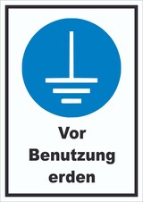 thumbnail of Vor Benutzung erden Schild A3 Rückseite selbstklebend