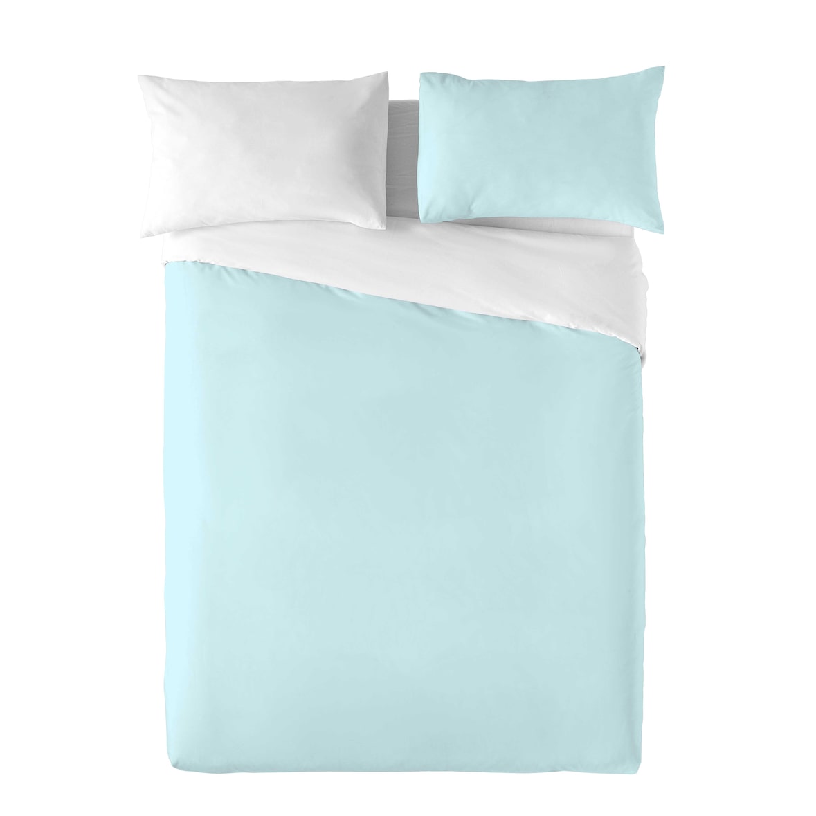 Tweekleurig omkeerbaar dekbedovertrek 200 extra zacht katoen made in Spain Azul Mar 76/Blanco Naturals