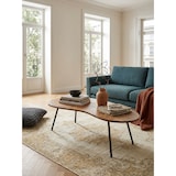 thumbnail of Retro-Couchtisch `Calabria`: Massivholz, Metallbeine, Pflegeleichte Tischplatte, Nierenform. Braun, 122x63x36 cm | Kadima Design