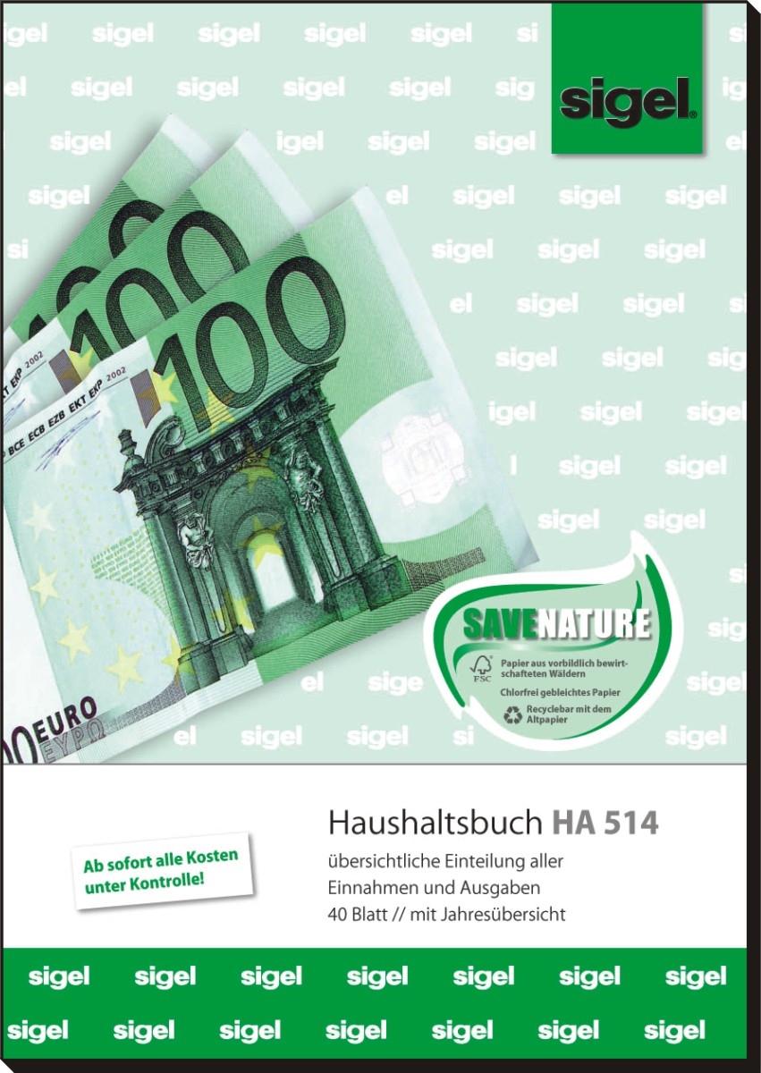 Sigel Formularbuch Haushaltsbuch A5 hoch 40 Blatt