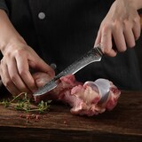 thumbnail of Wakoli Damast Ausbeinmesser I 16cm Klinge I Olivenholzgriff und Hammerschlag