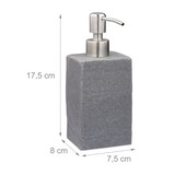 thumbnail of Relaxdays Seifenspender, 200 ml, nachfüllbar, Bad, WC, Küche, Flüssigseifenspender, Polyresin, Edelstahlpumpe, grau