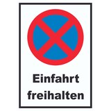 thumbnail of Parken verboten Einfahrt freihalten Schild A5 Rückseite selbstklebend