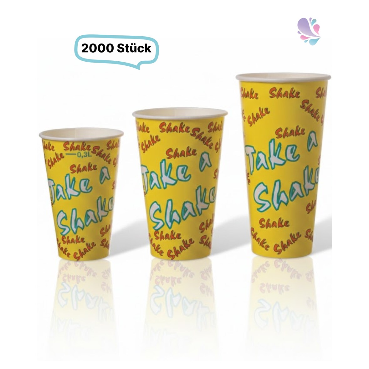 Shakebecher aus Hartpapier mit PE-Beschichtung „Take a Shake“, geschmacksneutral, 2.000 Stück: Größe - 0,40 l (16oz)