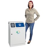 thumbnail of PROREGAL Wertstoffsammler doppel, selbstschließenden Einwurfklappen, 1x 30L + 1x 60L, HxBxT 92x58x38cm, Grau/Blau, Abfallsammler Abfalleimer