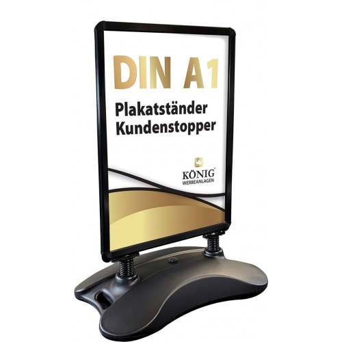 Plakatständer Kundenstopper Keitum Wind Line DIN A1 schwarz | beidseitiger Plakatständer für 2 Plakate | Stabiler Werbeaufsteller für Wind und Wet