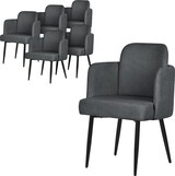 thumbnail of ML-Design Esszimmerstühle 6er Set Anthrazit, Stoff, Armlehnen & Rattan-Optik Rückenlehne, Metallbeine, ergonomische Polsterstühle Küche